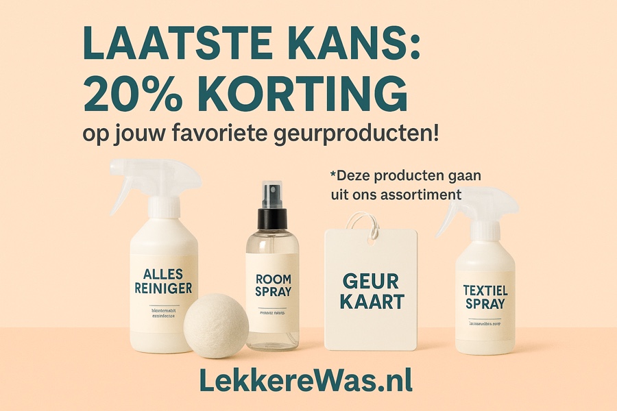 20% korting op geurproducten bij LekkereWas.nl.